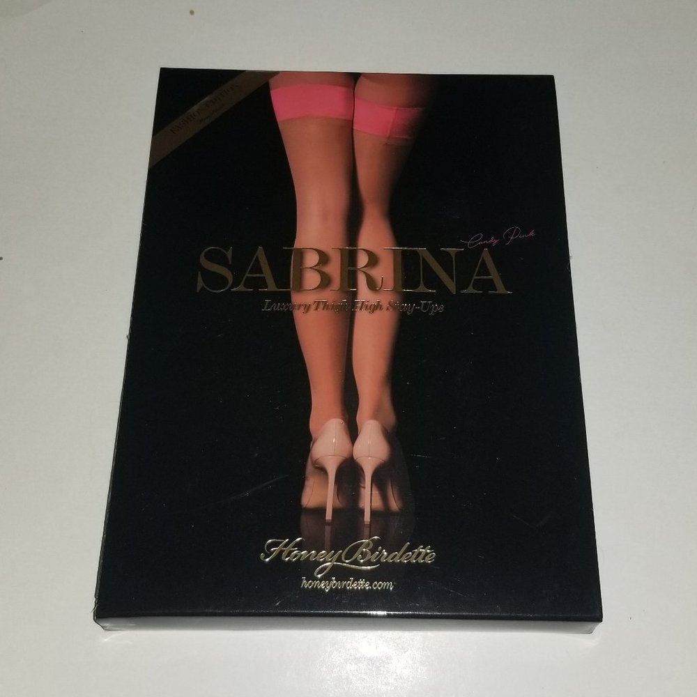 Honey Birdette Sabrina Pink Stockings Luxury Thigh High Stay Ups size S or M new